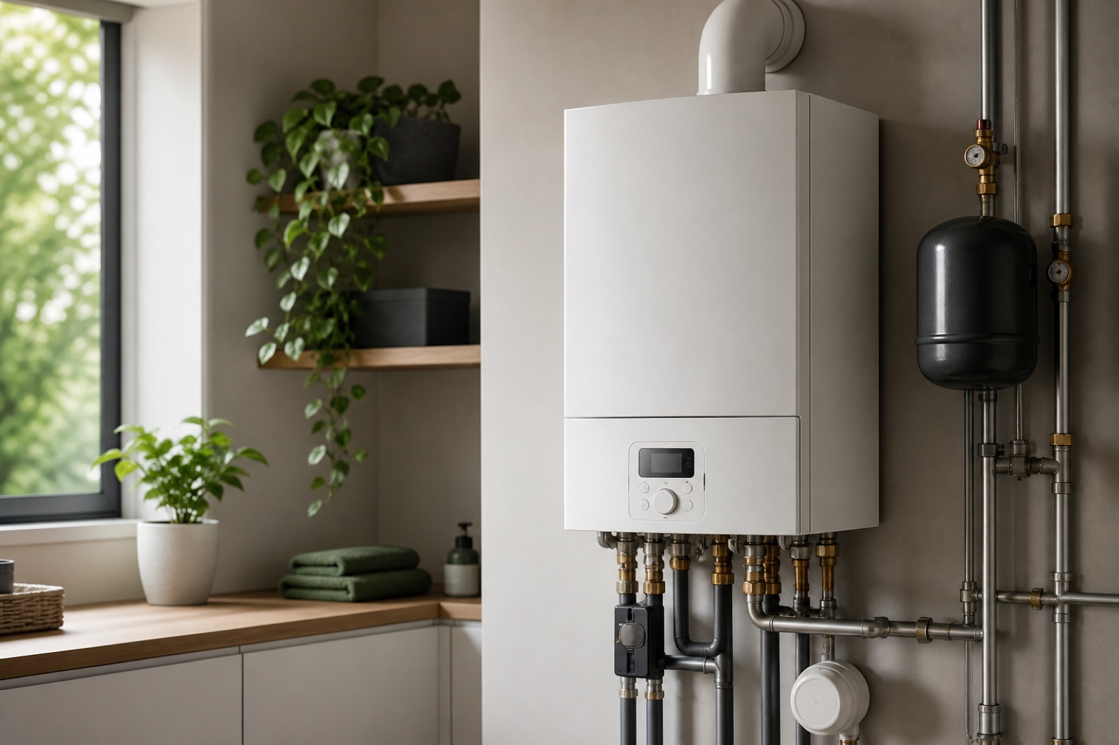 Caldaia ad alta efficienza installata in ambiente tecnico domestico